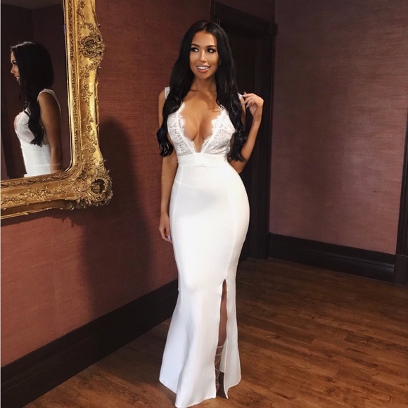 RARE HOUSE OF CB 'Balere' White Bandage and Lace Maxi Dress NWOT - Picture 3 of 14